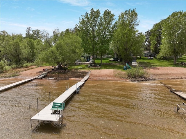 630 W Lake Dr, Shell Lake, WI 54871 - view of community with a boat ramp, a water view, view of wooded area, and a boat dock