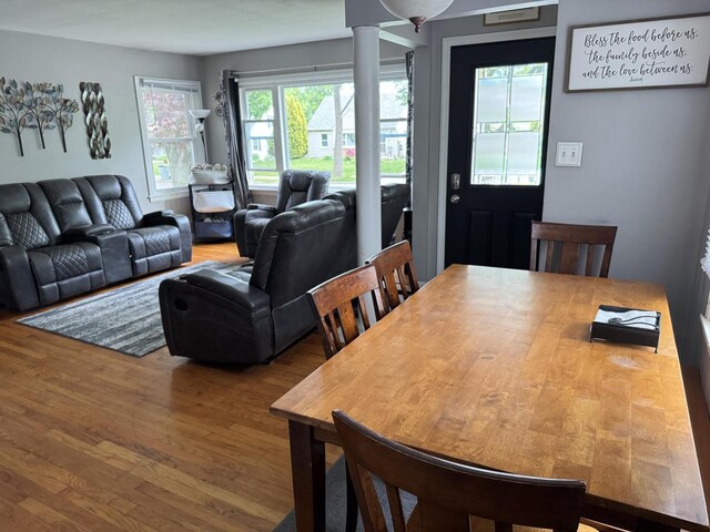 2775 S 53rd St, Milwaukee, WI 53219 - dining space with wood finished floors and ornate columns