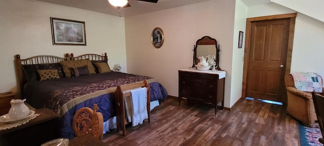 W6887 Two Mile Rd, Porterfield, WI 54159 - bedroom with wood finished floors and a ceiling fan