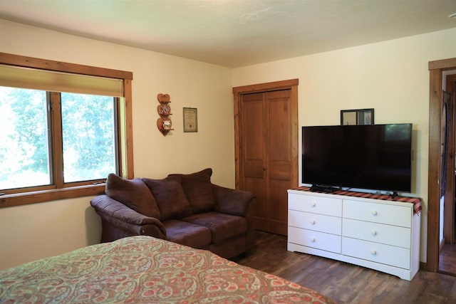 W6887 Two Mile Rd, Porterfield, WI 54159 - bedroom with dark wood finished floors