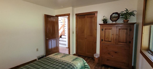 W6887 Two Mile Rd, Porterfield, WI 54159 - bedroom featuring dark wood-style flooring and a closet