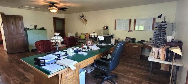 W6887 Two Mile Rd, Porterfield, WI 54159 - office with dark wood-style flooring and a ceiling fan