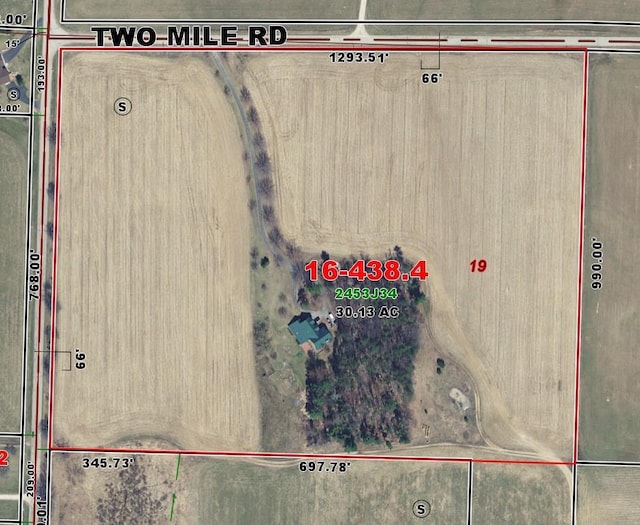 W6887 Two Mile Rd, Porterfield, WI 54159 - aerial map of property and surrounding area with property boundaries highlighted