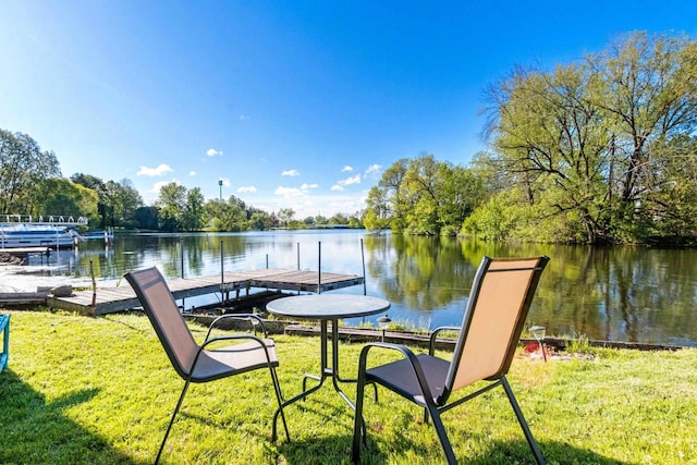 302 River Hts, Shawano, WI 54166 - dock featuring a water view and a lawn
