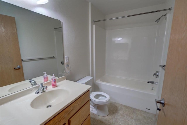 252 S Musket Ridge Dr Unit 2, Sun Prairie, WI 53590 - bathroom with vanity, toilet, bathtub / shower combination, and tile patterned flooring