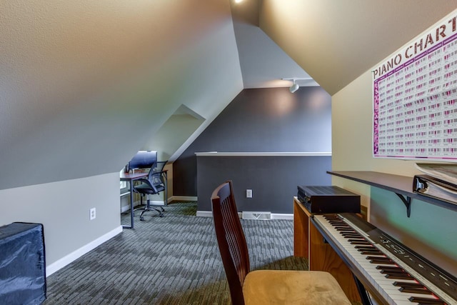 127 S Franklin St Unit 10, Madison, WI 53703 - carpeted home office featuring lofted ceiling and baseboards