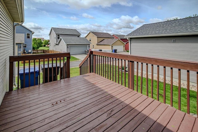 9305 Briar Haven Dr, Verona, WI 53593 - wooden terrace with a residential view, a lawn, and a garage