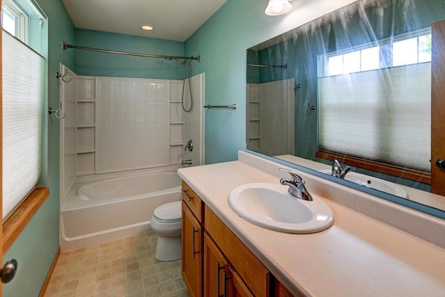 9305 Briar Haven Dr, Verona, WI 53593 - bathroom featuring toilet, vanity, and bathing tub / shower combination
