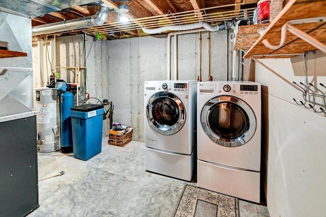 9305 Briar Haven Dr, Verona, WI 53593 - laundry area with gas water heater and washing machine and dryer