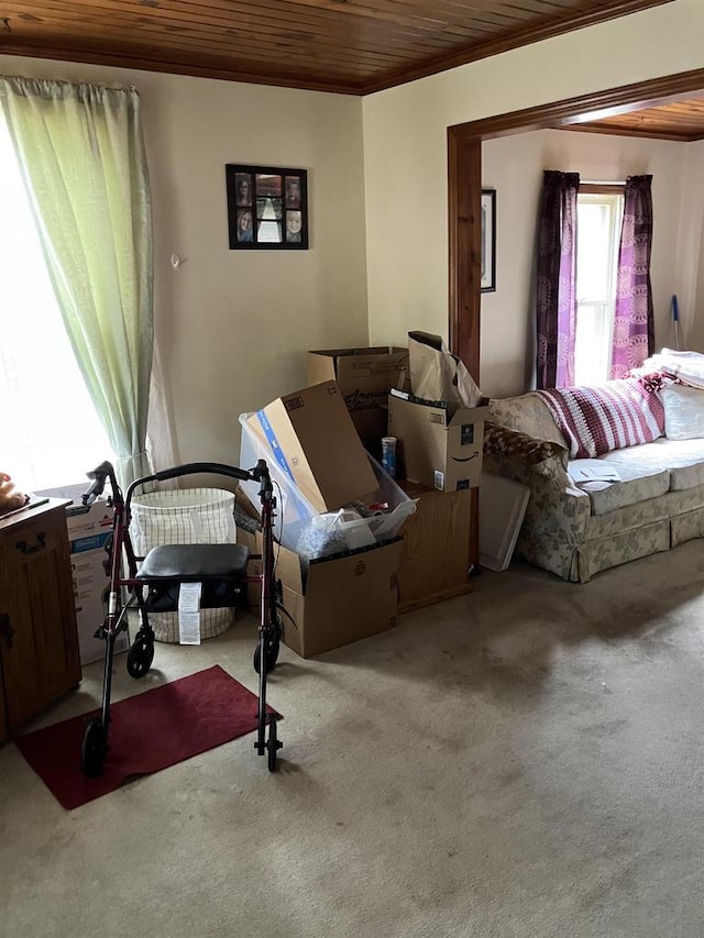 397 W Division St, Fond Du Lac, WI 54935 - carpeted bedroom with wooden ceiling and crown molding