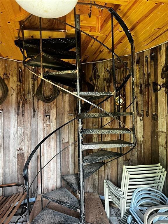 10384 W County Line Rd, Exeland, WI 54835 - stairs featuring wooden walls
