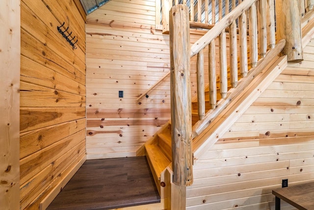 N11594 Woodland Dr, Tomahawk, WI 54487 - stairway with wooden walls and wood finished floors