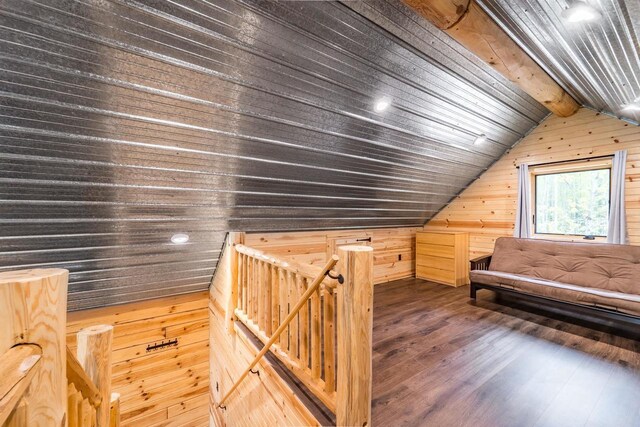 N11594 Woodland Dr, Tomahawk, WI 54487 - additional living space with wood walls, wood finished floors, a relaxing sauna, and wooden ceiling