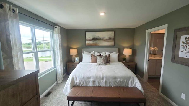 505 Oak Opening Dr, Stoughton, WI 53589 - bedroom featuring carpet floors, baseboards, and ensuite bathroom