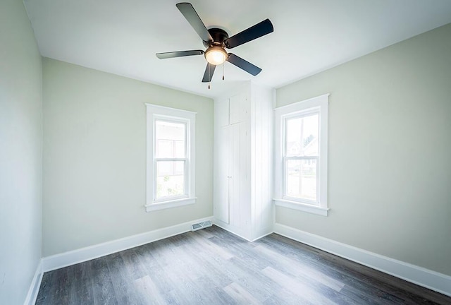 3834 Sheridan Rd, Kenosha, WI 53140 - empty room with baseboards, wood finished floors, and a ceiling fan