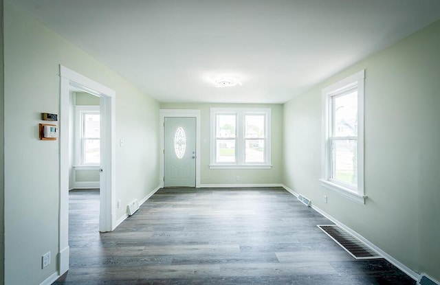 3834 Sheridan Rd, Kenosha, WI 53140 - foyer entrance featuring dark wood-style flooring and baseboards