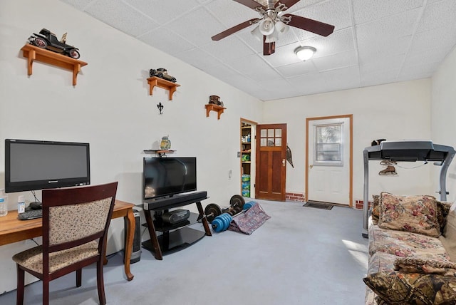 2901 W Forest Hill Ave, Franklin, WI 53132 - home office with a paneled ceiling and ceiling fan