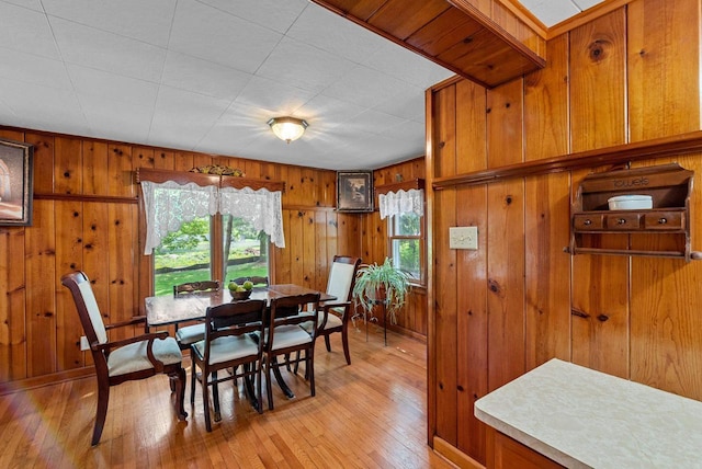 2901 W Forest Hill Ave, Franklin, WI 53132 - dining room featuring light wood-type flooring and wood walls