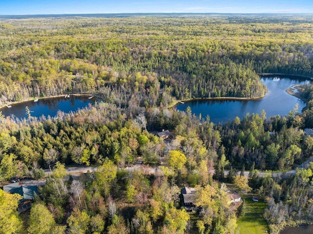 W6554 Wolf Lake Rd, Wausaukee, WI 54177 - aerial overview of property's location with a heavily wooded area and a nearby body of water
