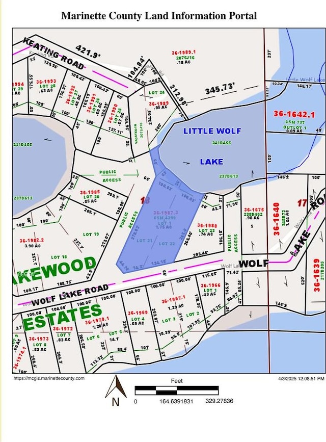 W6554 Wolf Lake Rd, Wausaukee, WI 54177 - map of parcels