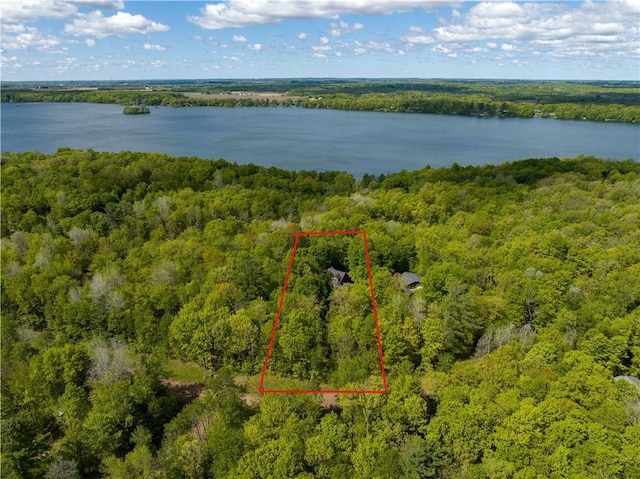 2706 28 1/8 St, Birchwood, WI 54817 - view of property location featuring a forest, a nearby body of water, and property parcel outlined