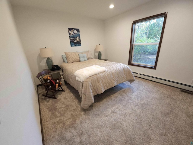 37375 E Bresette Hill Rd, Bayfield, WI 54814 - bedroom with carpet, recessed lighting, and a baseboard radiator