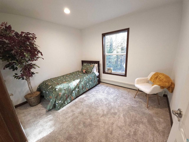37375 E Bresette Hill Rd, Bayfield, WI 54814 - bedroom featuring a baseboard radiator, carpet, and recessed lighting