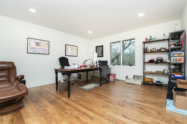 W329N6597 Forest Dr, Hartland, WI 53029 - office space featuring light wood-style flooring, recessed lighting, and baseboards