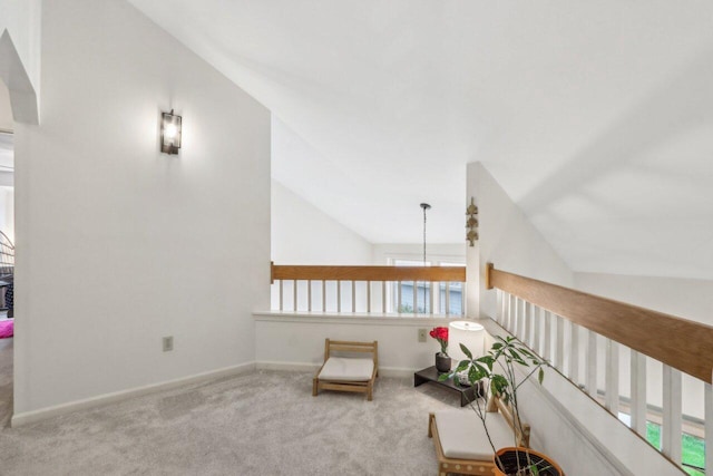 14048 W Waters Edge Trl, New Berlin, WI 53151 - sitting room featuring vaulted ceiling, carpet floors, and baseboards