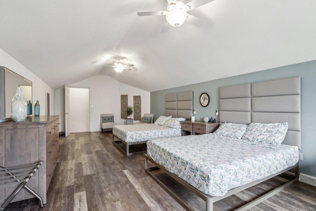 14048 W Waters Edge Trl, New Berlin, WI 53151 - bedroom with lofted ceiling, wood finished floors, and ceiling fan