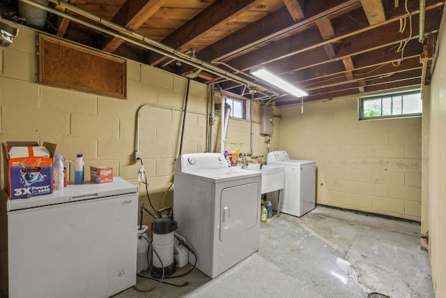 5936 N 35th St, Milwaukee, WI 53209 - laundry room featuring separate washer and dryer, healthy amount of natural light, and electric panel