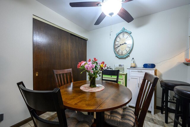 8525 W Waterford Ave Unit 1, Greenfield, WI 53228 - dining space featuring ceiling fan and baseboards