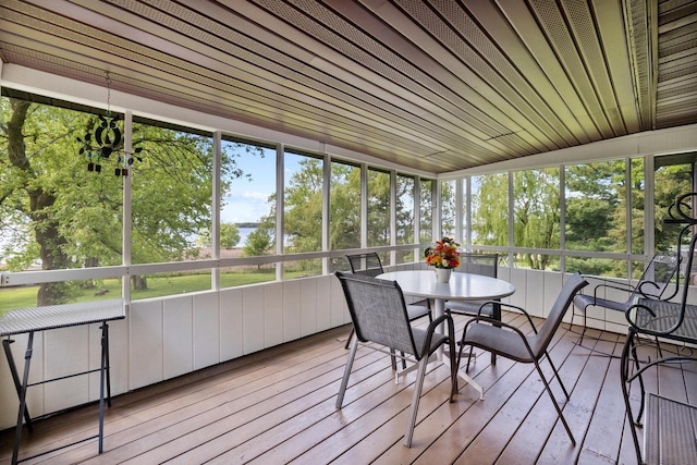 10029 W Spring Rd, Fox Lake, WI 53933 - sunroom with healthy amount of natural light, outdoor dining space, and a water view