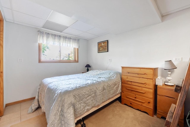 10029 W Spring Rd, Fox Lake, WI 53933 - bedroom with light tile patterned floors and a drop ceiling