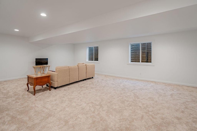 W4936 Battlestone Station Rd, La Crosse, WI 54601 - carpeted living area featuring baseboards and recessed lighting