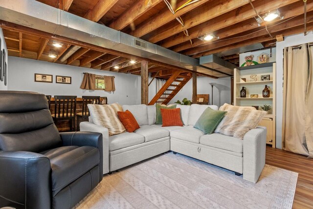 W3276 Princeton Rd, Green Lake, WI 54941 - living room with wood finished floors and stairway