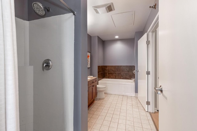1924 N Hubbard St Unit 208, Milwaukee, WI 53212 - full bath with tile patterned flooring, a tile shower, a bath, and vanity