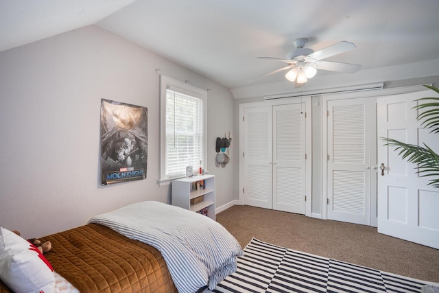 4781 N Idlewild Ave, Whitefish Bay, WI 53211 - bedroom with carpet, a closet, a ceiling fan, and vaulted ceiling