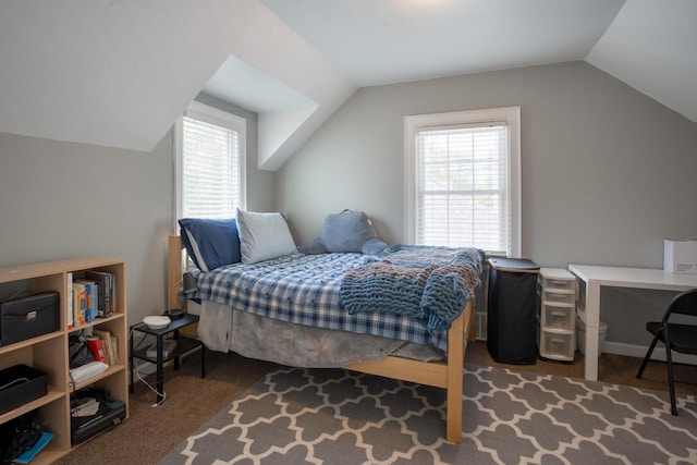 4781 N Idlewild Ave, Whitefish Bay, WI 53211 - bedroom featuring carpet floors, lofted ceiling, and multiple windows