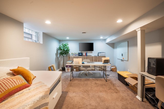 4781 N Idlewild Ave, Whitefish Bay, WI 53211 - home office with light colored carpet and recessed lighting