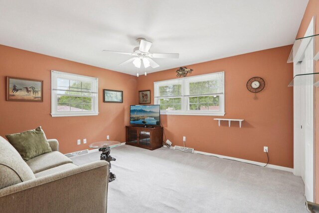 620 S Greenfield Ave, Waukesha, WI 53186 - living room with plenty of natural light, carpet flooring, and ceiling fan