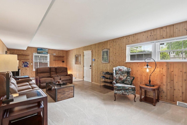 620 S Greenfield Ave, Waukesha, WI 53186 - carpeted living room featuring wooden walls