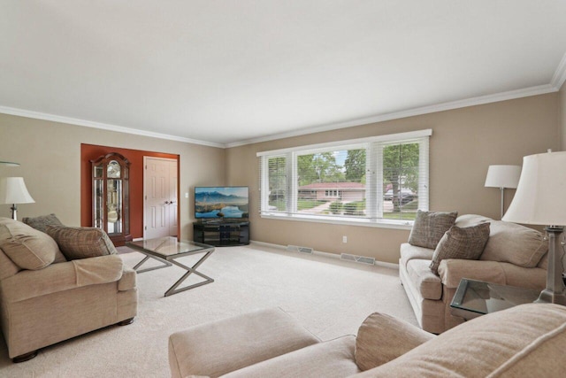 620 S Greenfield Ave, Waukesha, WI 53186 - carpeted living area with crown molding and baseboards
