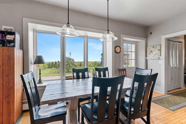 4105 Lime Kiln Rd, Green Bay, WI 54311 - dining room featuring light wood-style floors and a baseboard heating unit