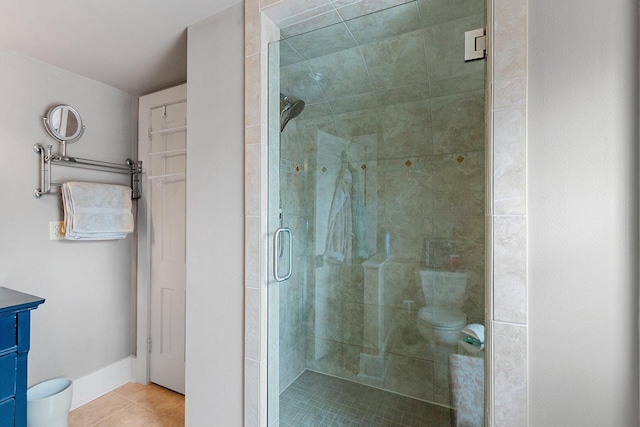 4105 Lime Kiln Rd, Green Bay, WI 54311 - bathroom featuring tile patterned flooring, a stall shower, vanity, and toilet
