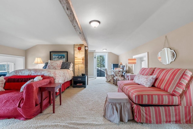 4105 Lime Kiln Rd, Green Bay, WI 54311 - bedroom featuring carpet, vaulted ceiling, and access to exterior