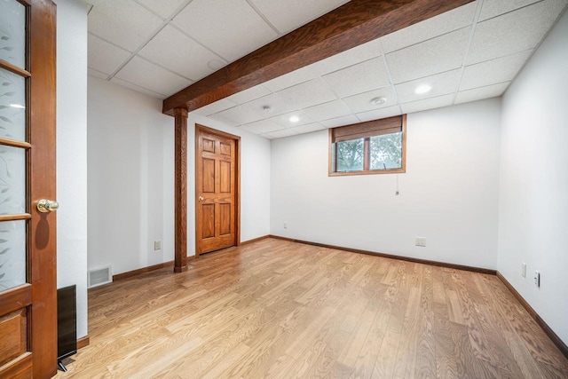 223 Willow Creek Rd, Rosendale, WI 54974 - basement featuring a drop ceiling, wood finished floors, baseboards, and recessed lighting