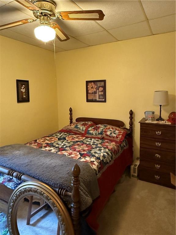 410-4101/2 W Elm St, Chippewa Falls, WI 54729 - carpeted bedroom with a paneled ceiling and a ceiling fan