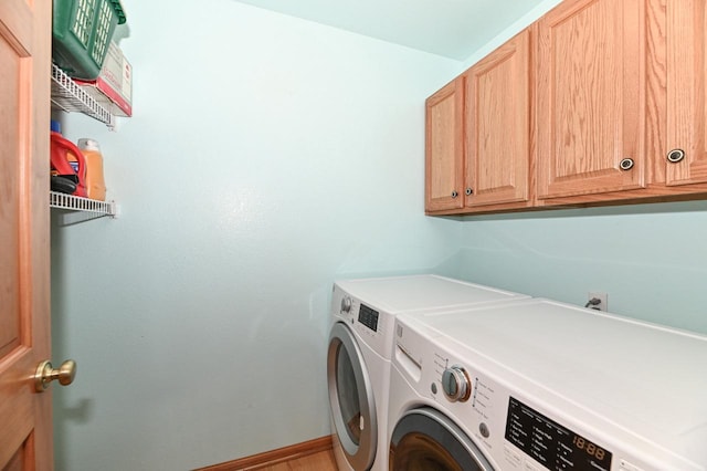 9165 S 47th St, Franklin, WI 53132 - laundry room featuring washer and clothes dryer, cabinet space, and baseboards