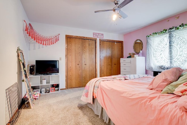 4100 15th St, Menominee, MI 49858 - carpeted bedroom with multiple closets and ceiling fan